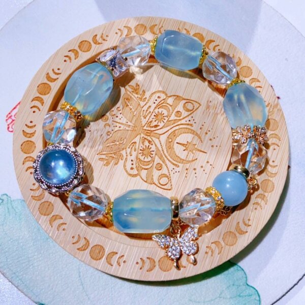 Natural aquamarine cut bracelet